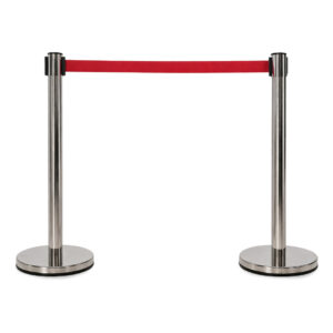 Afzetpalen met trekband zilver/rood 2x