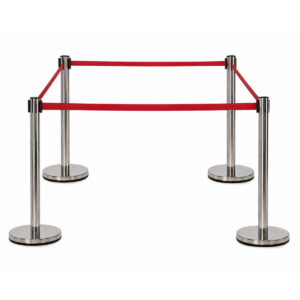 Afzetpalen met trekband zilver/rood 4x