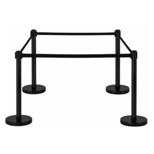 Afzetpalen met trekband zwart/zwart 4x